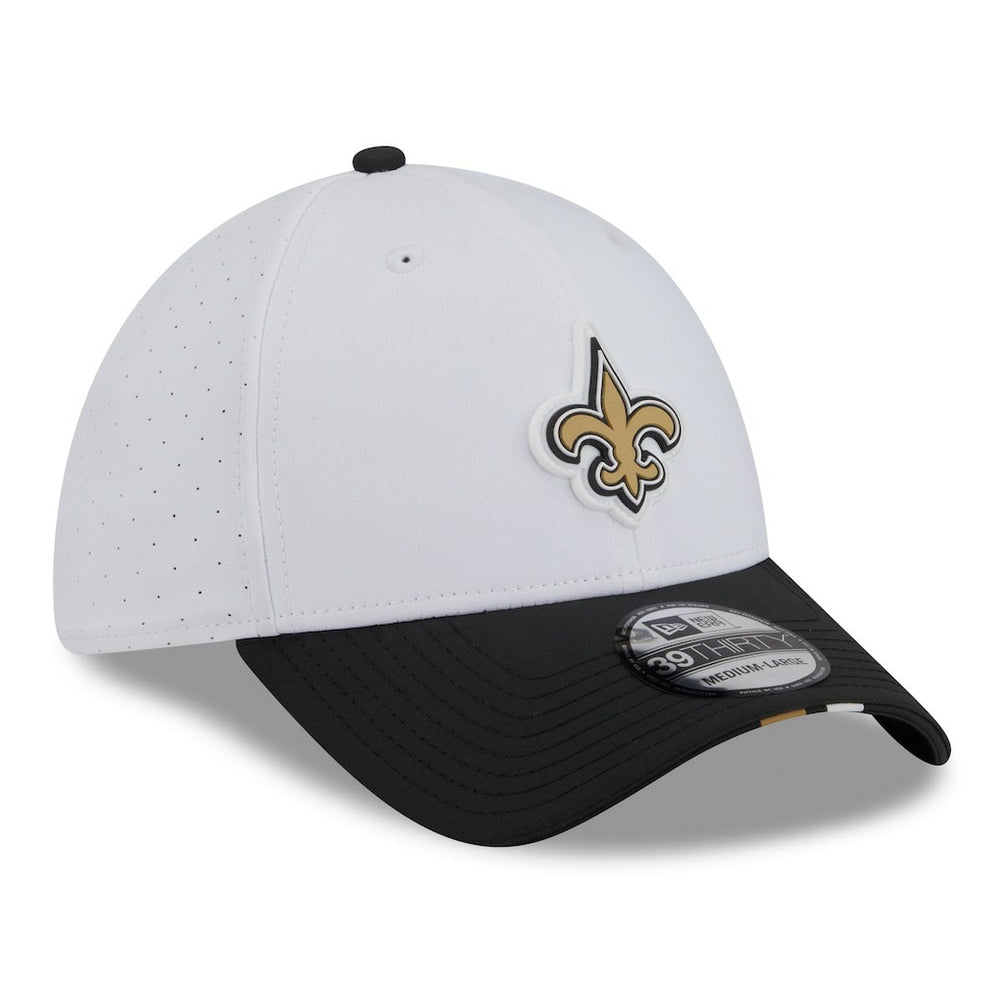 New Orleans Saints New Era 2025 NFL Training Camp 39THIRTY Flex Hat - White/Black - NFL