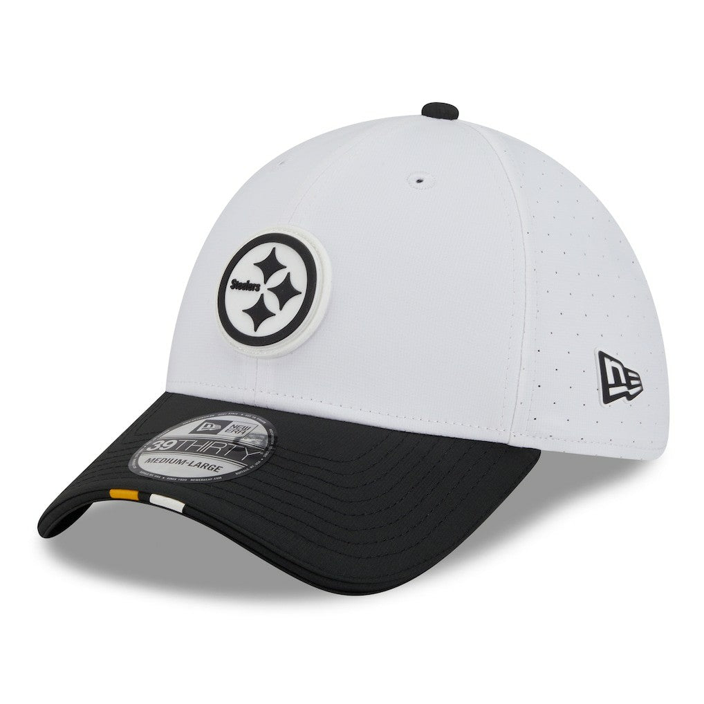 Pittsburgh Steelers New Era 2025 NFL Training Camp 39THIRTY Flex Hat - White/Black - NFL