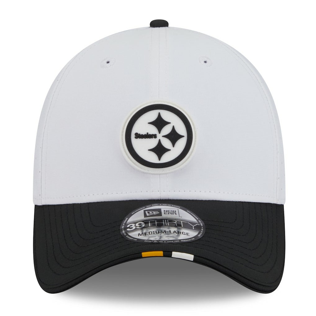 Pittsburgh Steelers New Era 2025 NFL Training Camp 39THIRTY Flex Hat - White/Black - NFL