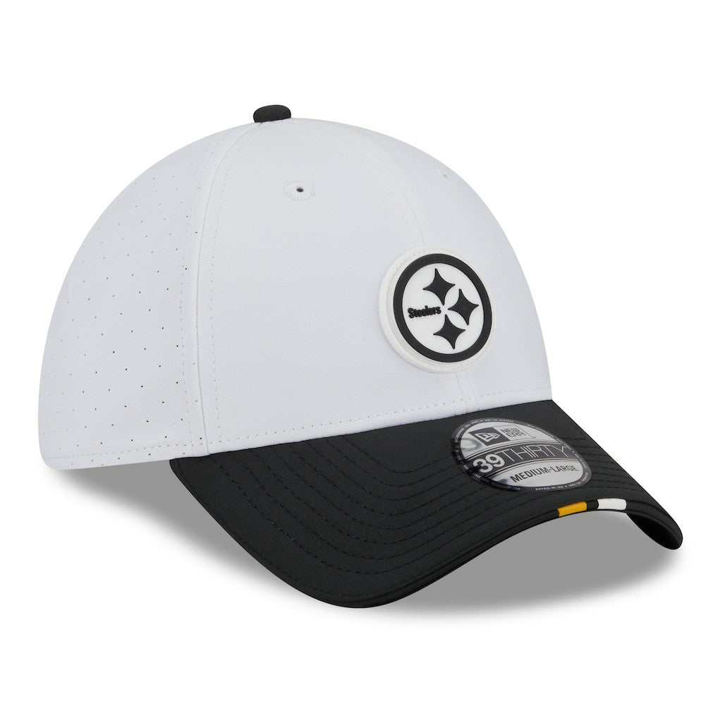 Pittsburgh Steelers New Era 2025 NFL Training Camp 39THIRTY Flex Hat - White/Black - NFL