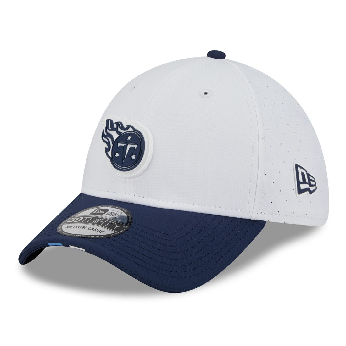 Tennessee Titans New Era 2025 NFL Training Camp 39THIRTY Flex Hat - White/Navy - NFL