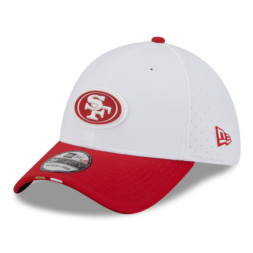 San Francisco 49ers New Era 2025 NFL Training Camp 39THIRTY Flex Hat - White/Scarlet - NFL