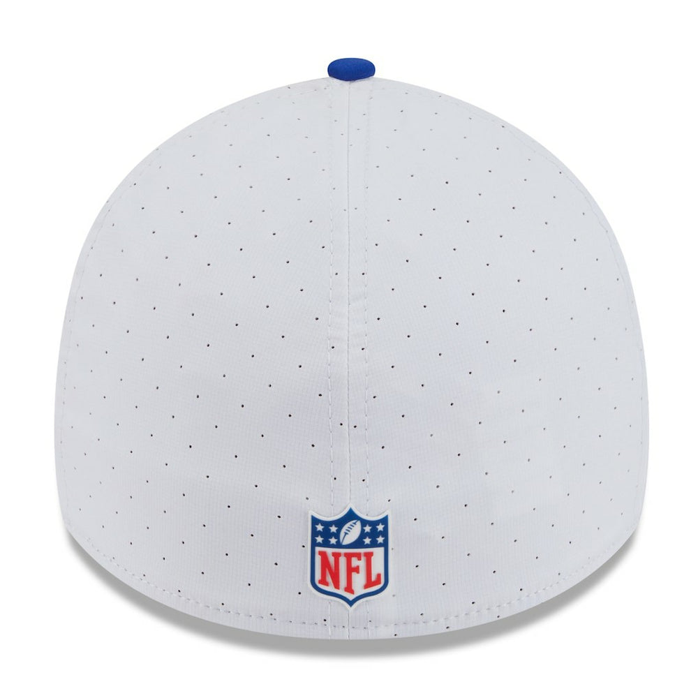 New England Patriots New Era 2025 NFL Training Camp Throwback Logo 39THIRTY Flex Hat - White/Royal - NFL