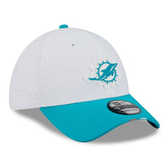 Miami Dolphins New Era 2025 NFL Training Camp 39THIRTY Flex Hat - White/Aqua - NFL