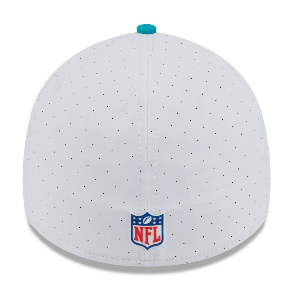 Miami Dolphins New Era 2025 NFL Training Camp 39THIRTY Flex Hat - White/Aqua - NFL