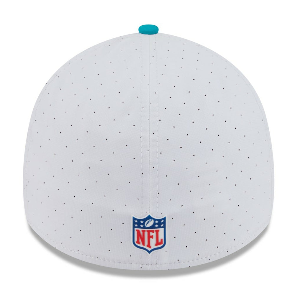 Miami Dolphins New Era 2025 NFL Training Camp 39THIRTY Flex Hat - White/Aqua - NFL