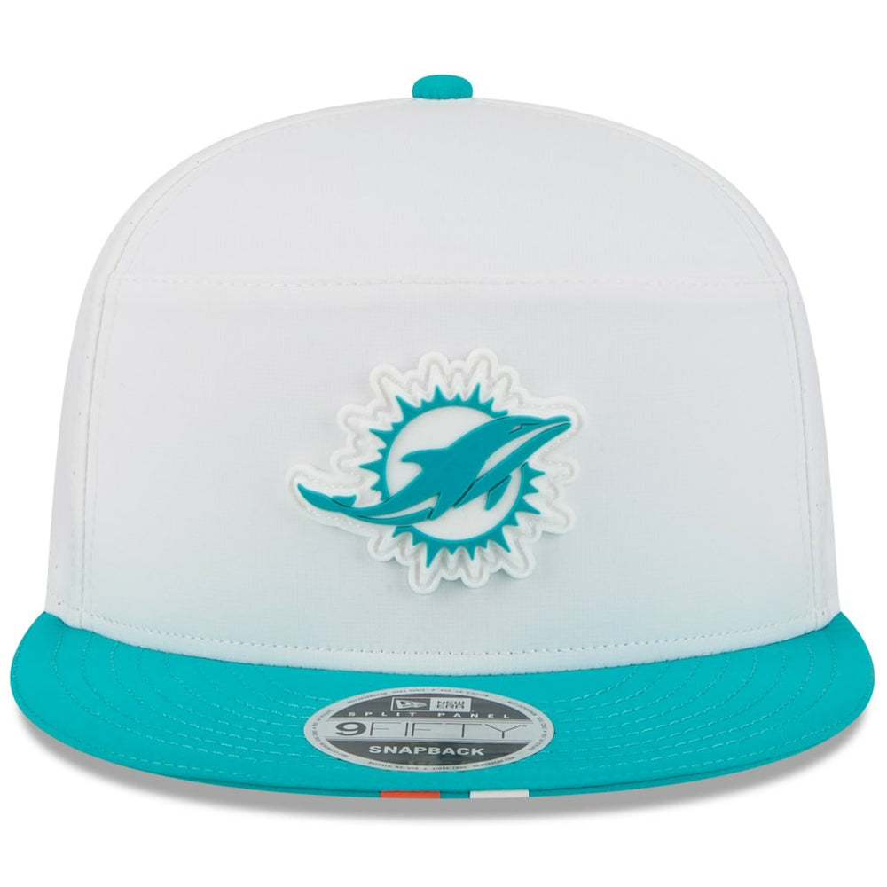 Miami Dolphins New Era 2025 NFL Training Camp Split Panel 9FIFTY Snapback Hat - White/Aqua - NFL