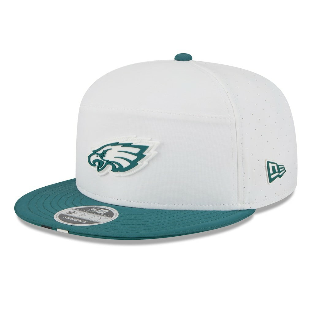 Philadelphia Eagles New Era 2025 NFL Training Camp Split Panel 9FIFTY Snapback Hat - White/Midnight Green - NFL