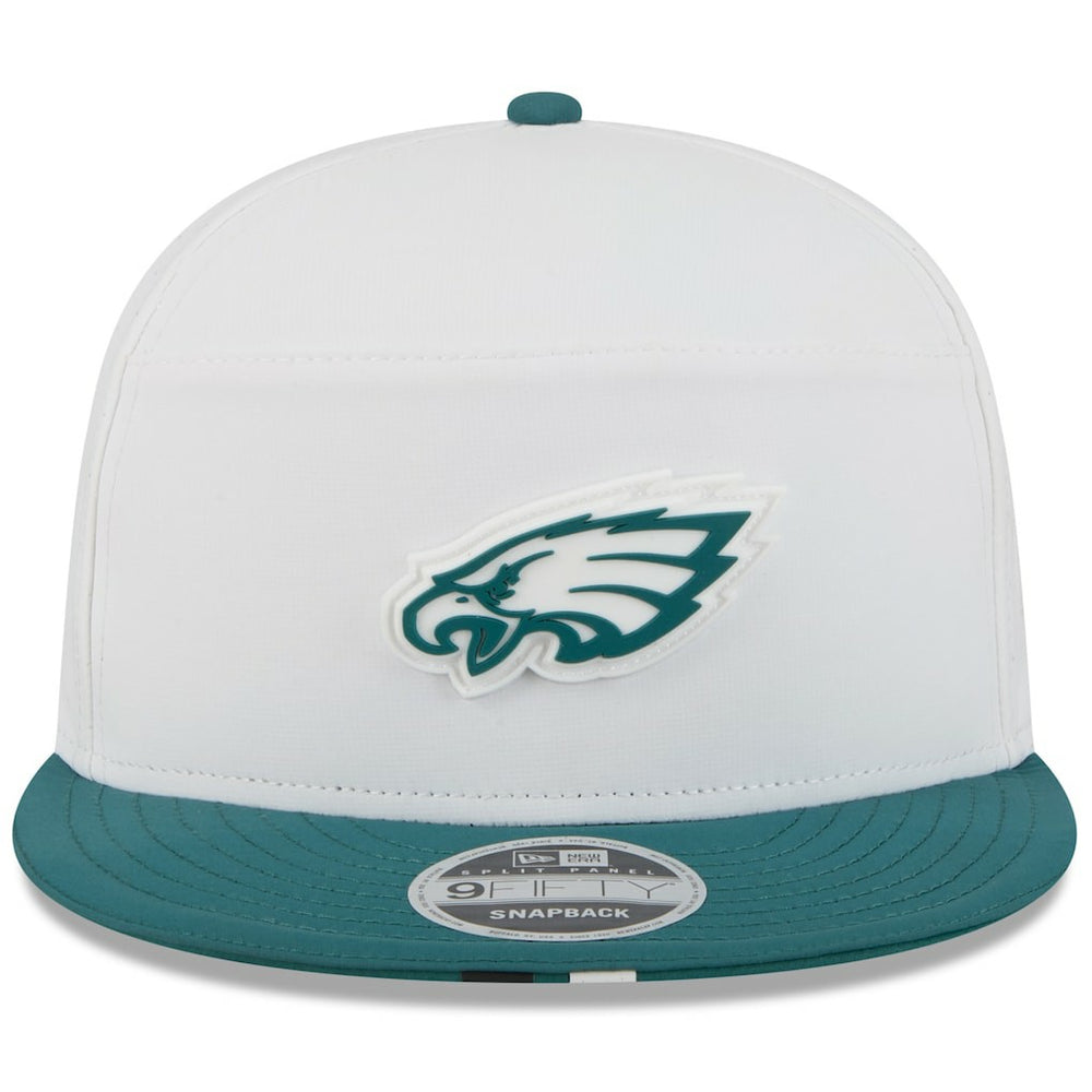 Philadelphia Eagles New Era 2025 NFL Training Camp Split Panel 9FIFTY Snapback Hat - White/Midnight Green - NFL