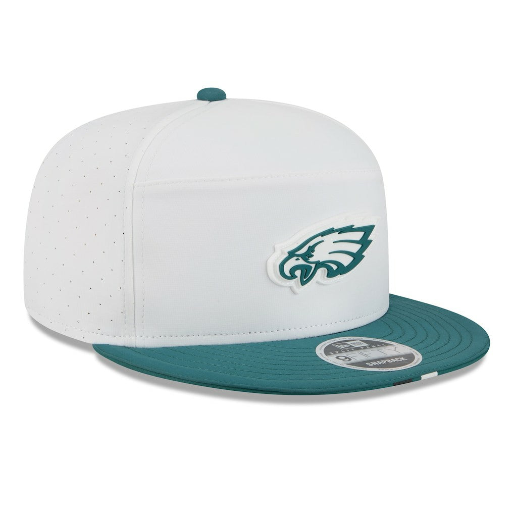 Philadelphia Eagles New Era 2025 NFL Training Camp Split Panel 9FIFTY Snapback Hat - White/Midnight Green - NFL