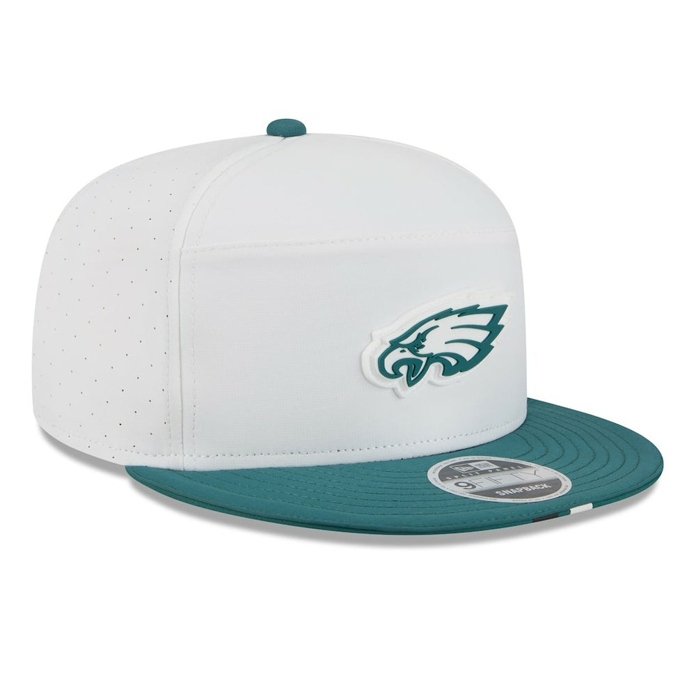 Philadelphia Eagles New Era 2025 NFL Training Camp Split Panel 9FIFTY Snapback Hat - White/Midnight Green - NFL