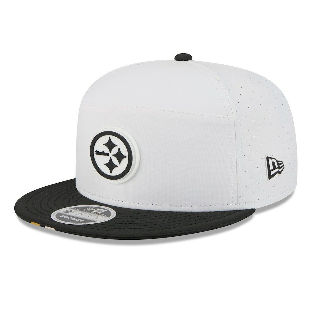 Pittsburgh Steelers New Era 2025 NFL Training Camp Split Panel 9FIFTY Snapback Hat - White/Black - NFL