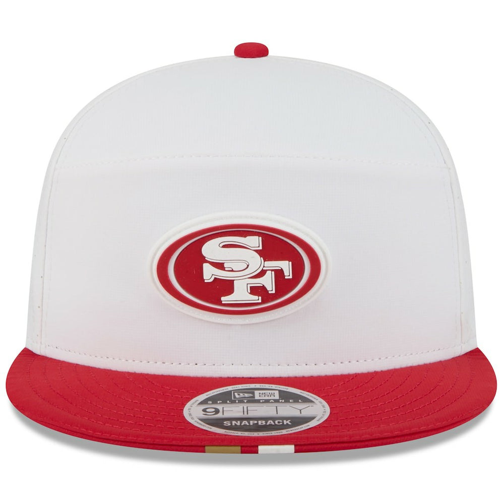 San Francisco 49ers New Era 2025 NFL Training Camp Split Panel 9FIFTY Snapback Hat - White/Scarlet - NFL