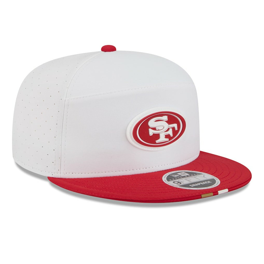 San Francisco 49ers New Era 2025 NFL Training Camp Split Panel 9FIFTY Snapback Hat - White/Scarlet - NFL