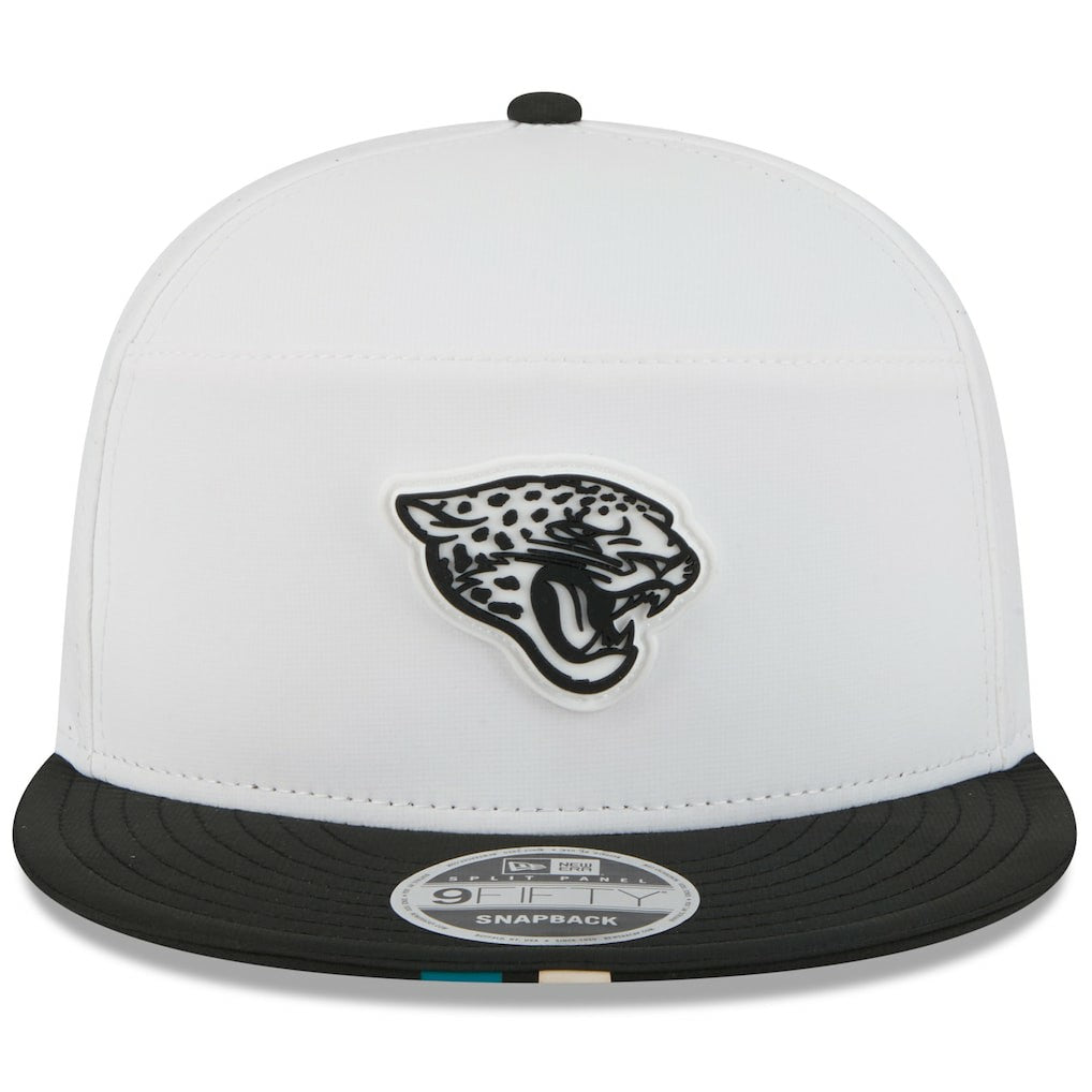 Jacksonville Jaguars New Era 2025 NFL Training Camp Split Panel 9FIFTY Snapback Hat - White/Black - NFL