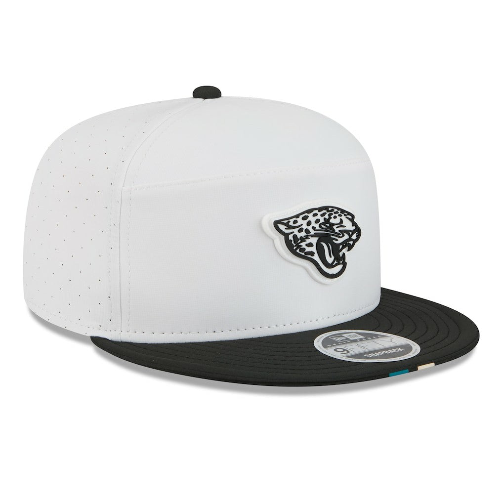 Jacksonville Jaguars New Era 2025 NFL Training Camp Split Panel 9FIFTY Snapback Hat - White/Black - NFL