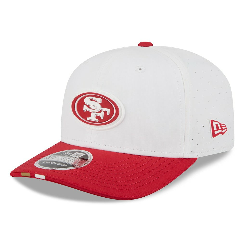 San Francisco 49ers New Era 2025 NFL Training Camp 9SEVENTY Adjustable Hat - White/Scarlet - NFL