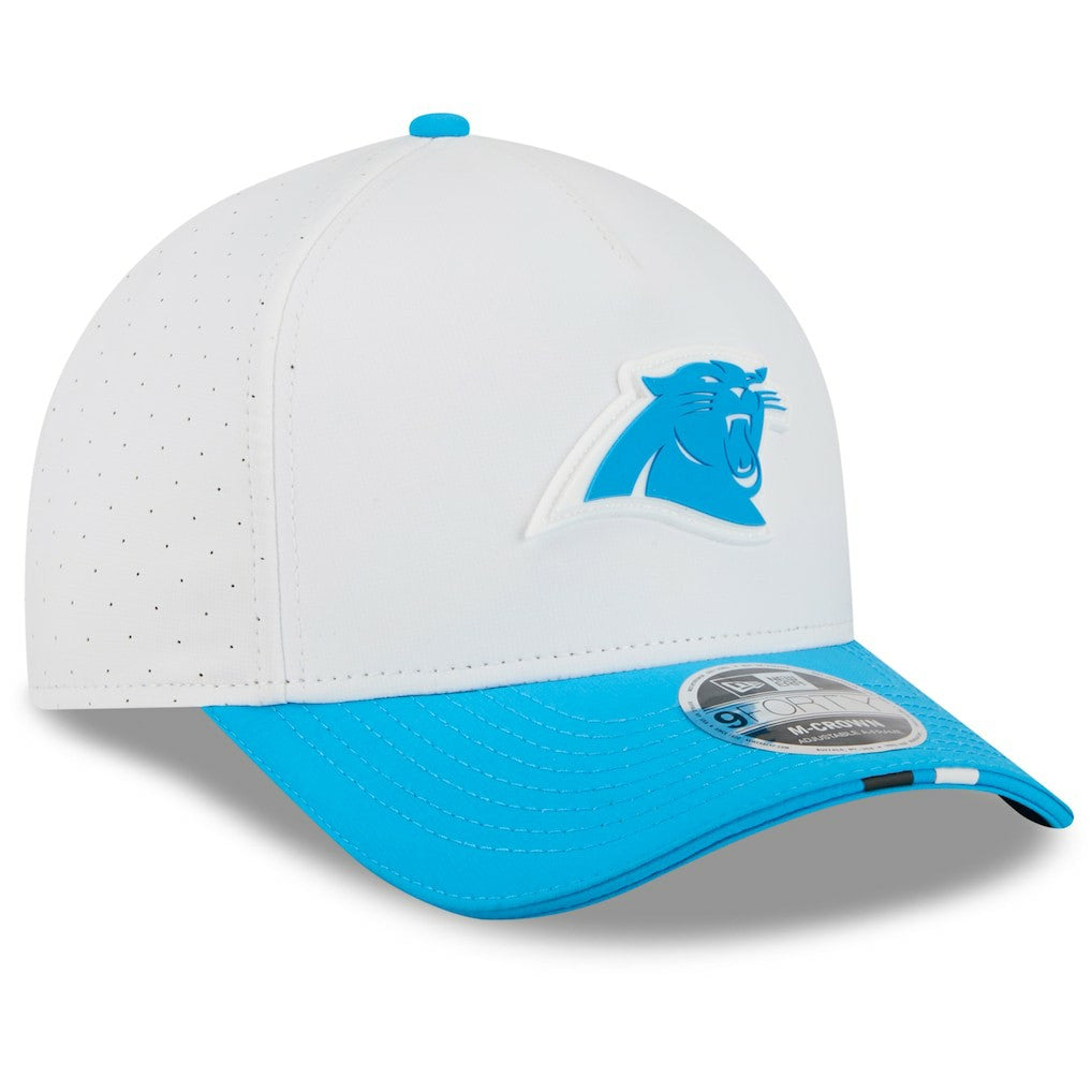 Carolina Panthers New Era 2025 NFL Training Camp A-Frame 9FORTY Adjustable Hat - White/Blue - NFL