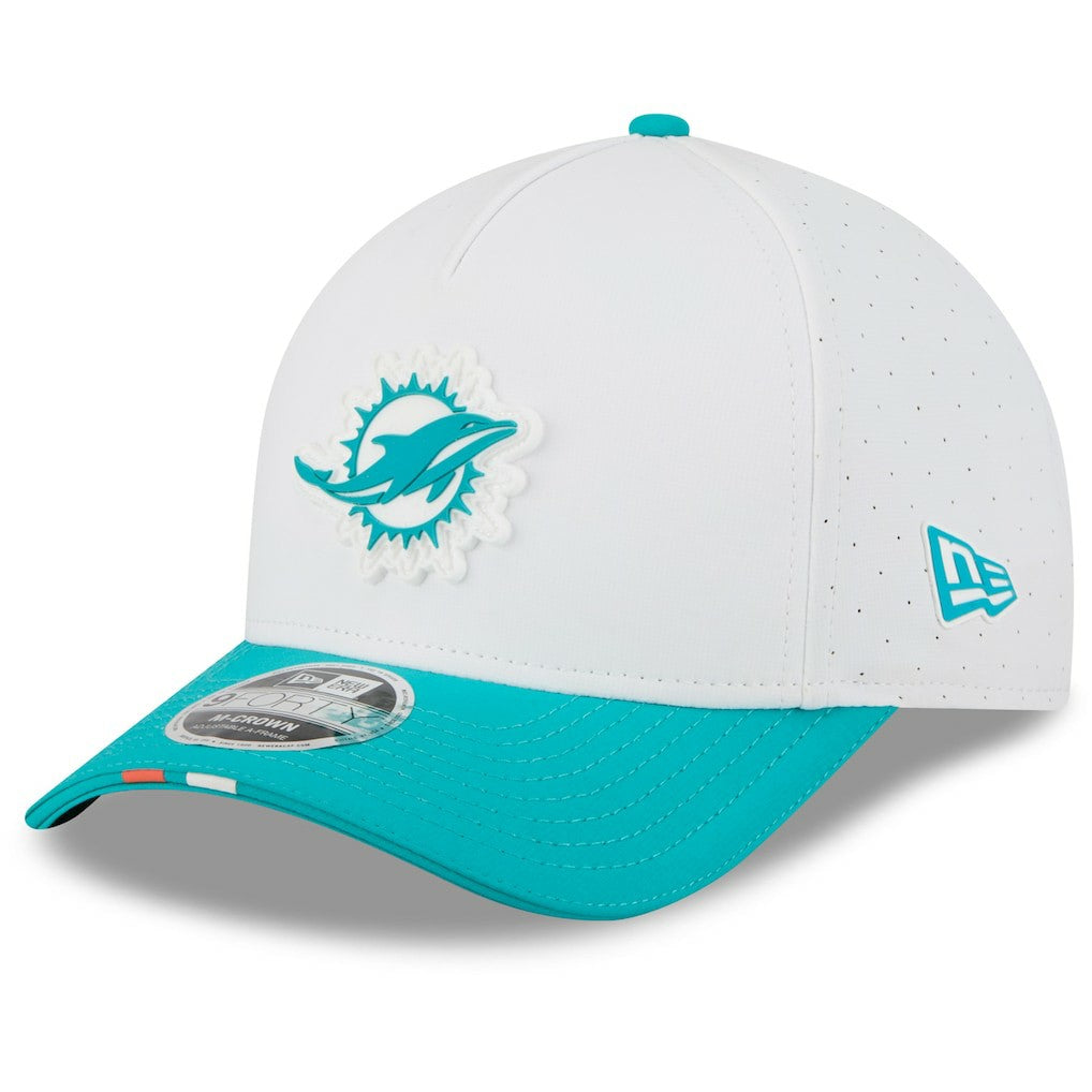 Miami Dolphins New Era 2025 NFL Training Camp A-Frame 9FORTY Adjustable Hat - White/Aqua - NFL