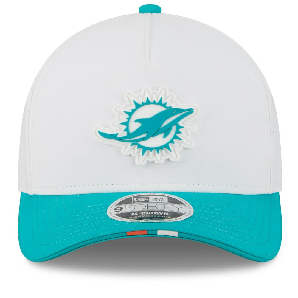 Miami Dolphins New Era 2025 NFL Training Camp A-Frame 9FORTY Adjustable Hat - White/Aqua - NFL