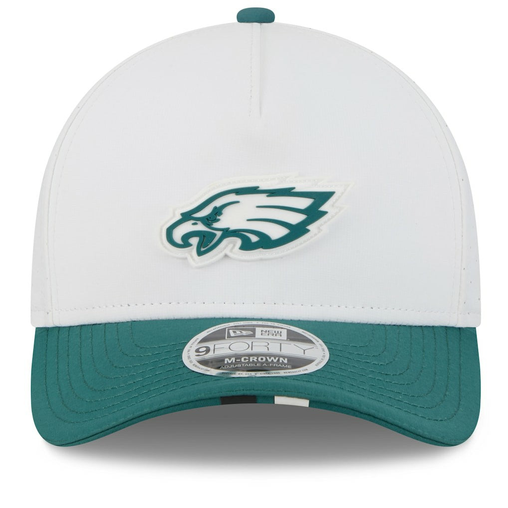Philadelphia Eagles New Era 2025 NFL Training Camp A-Frame 9FORTY Adjustable Hat - White/Midnight Green - NFL