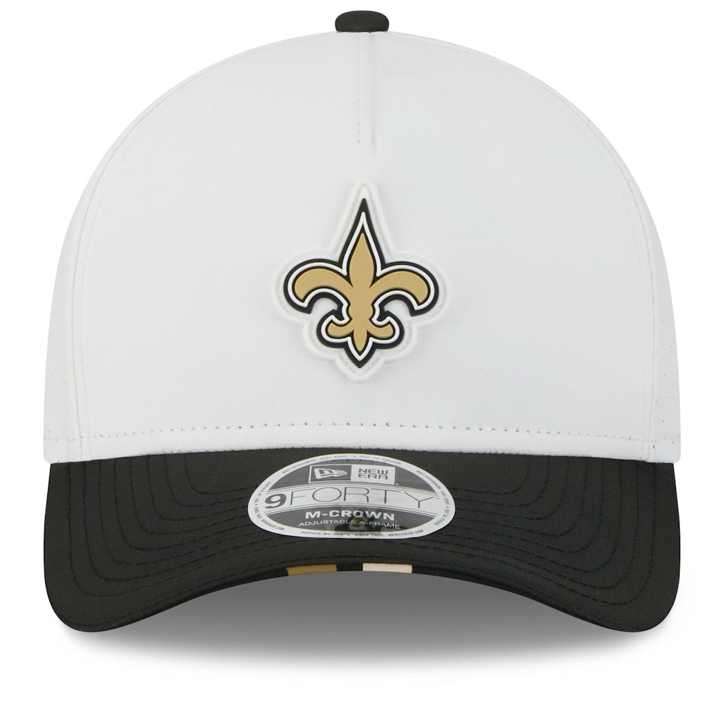 New Orleans Saints New Era 2025 NFL Training Camp A-Frame 9FORTY Adjustable Hat - White/Black - NFL