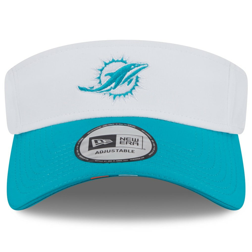 Miami Dolphins New Era 2025 NFL Training Camp Adjustable Visor - White/Aqua - NFL