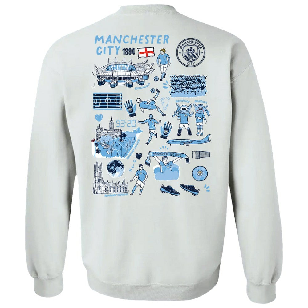 Manchester City Vive La Fete Women's Impressions Artwork Pullover Sweatshirt White