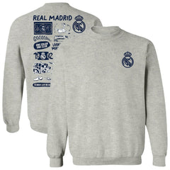 Real Madrid Vive La Fete Women's Impressions Artwork Pullover Sweatshirt Gray