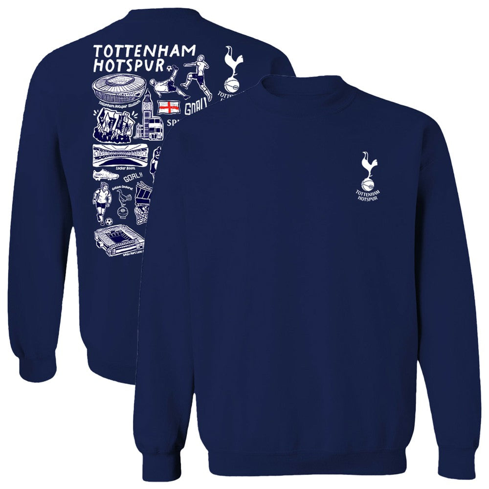 Tottenham Hotspur Vive La Fete Women's Impressions Artwork Pullover Sweatshirt Navy