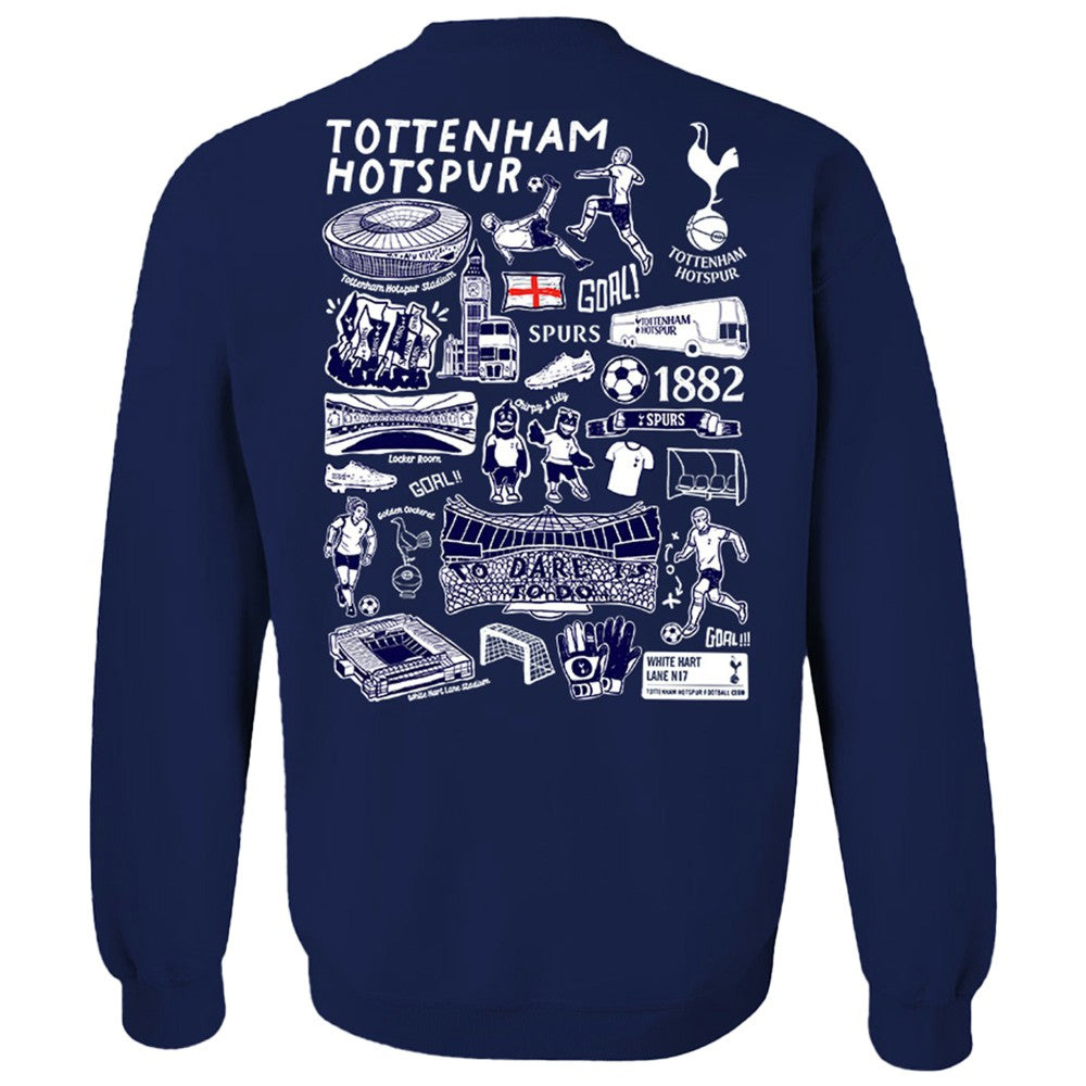 Tottenham Hotspur Vive La Fete Women's Impressions Artwork Pullover Sweatshirt Navy