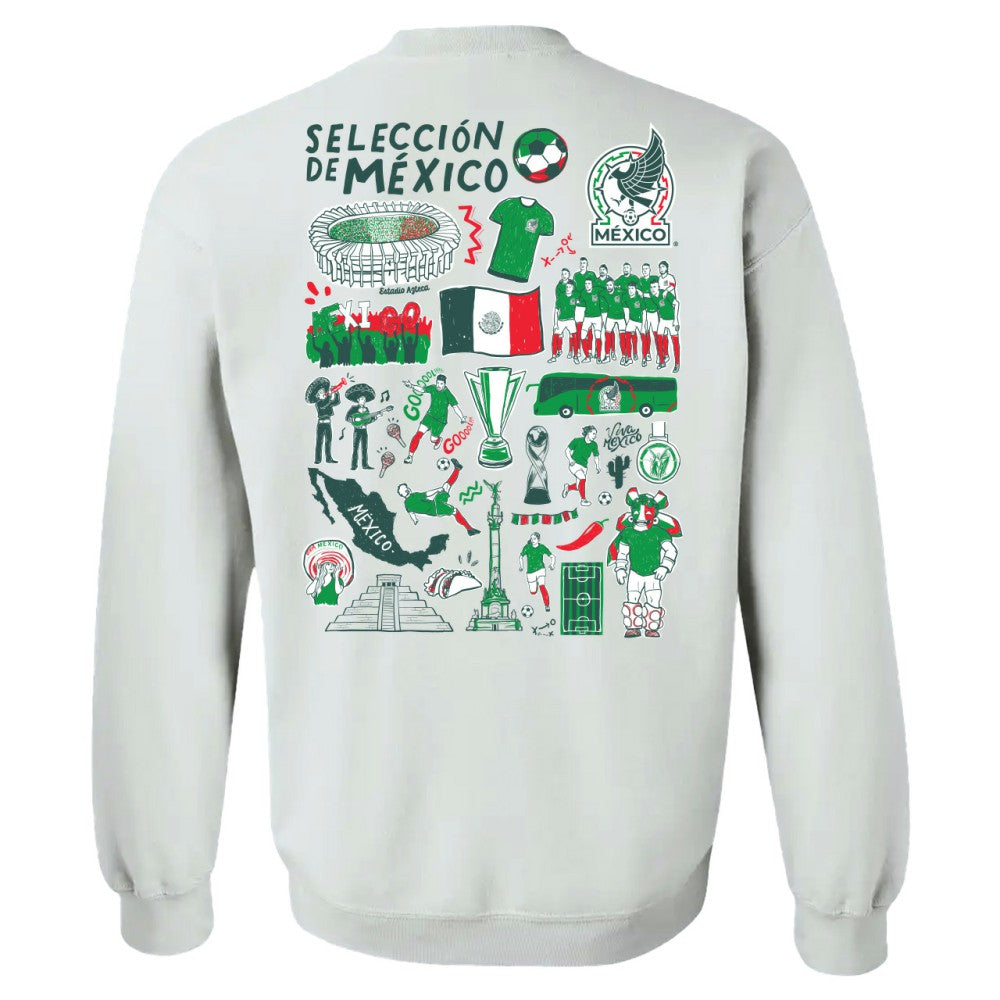 Mexico National Team Vive La Fete Women's Impressions Artwork Pullover Sweatshirt White