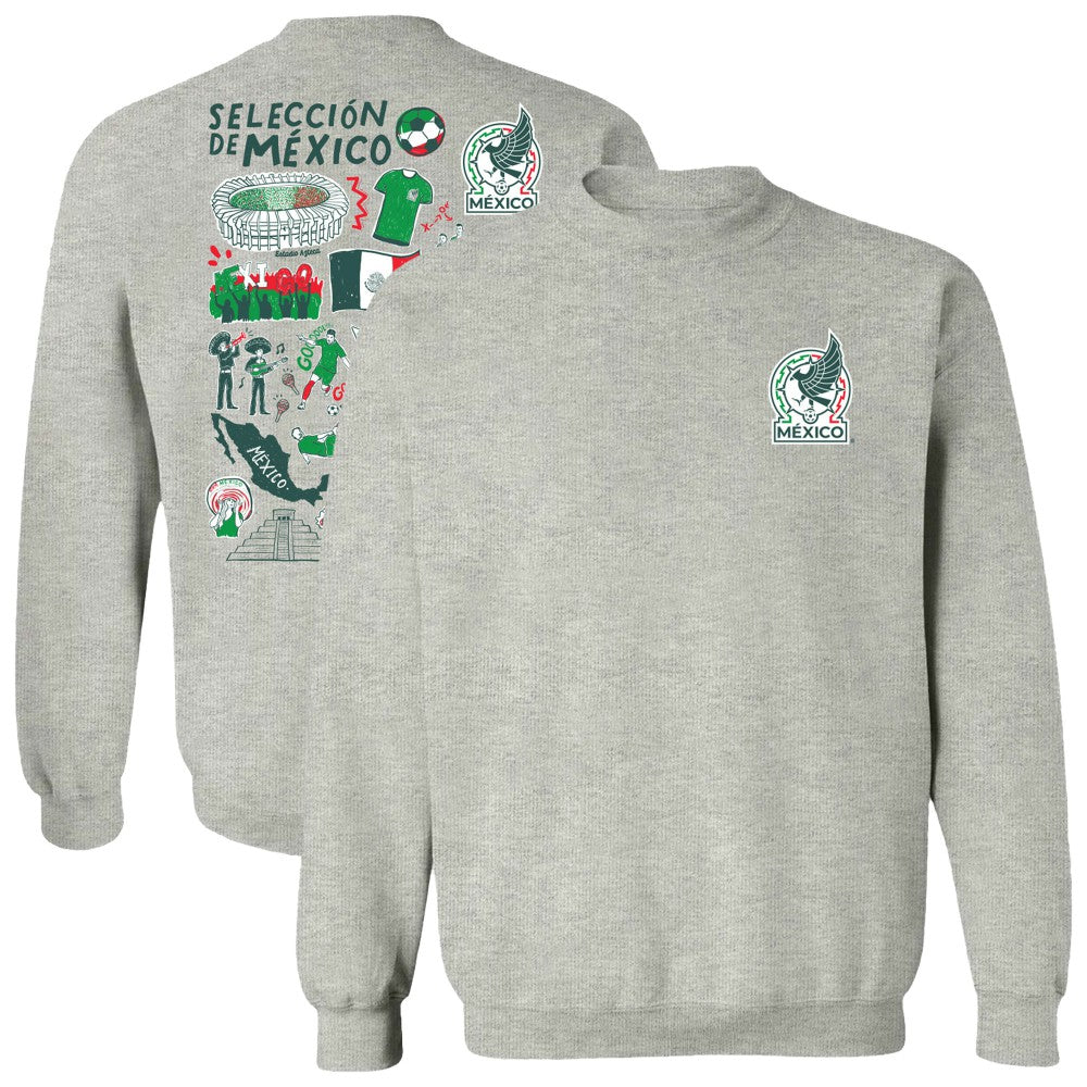 Mexico National Team Vive La Fete Women's Impressions Artwork Pullover Sweatshirt Gray