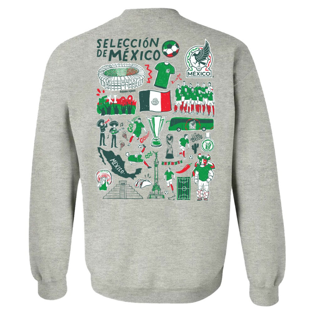 Mexico National Team Vive La Fete Women's Impressions Artwork Pullover Sweatshirt Gray