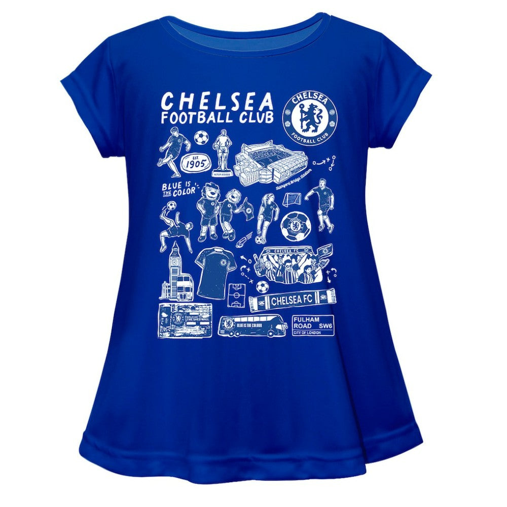 Chelsea Vive La Fete Girls Youth Impressions Artwork A-Line Top Blue