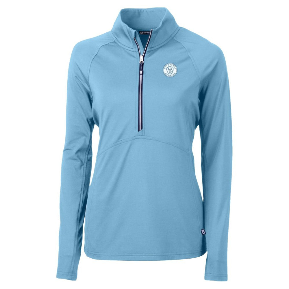 Milwaukee Brewers Cutter & Buck Women's Raglan Adapt Eco Knit Stretch Recycled Half-Zip Top Online
