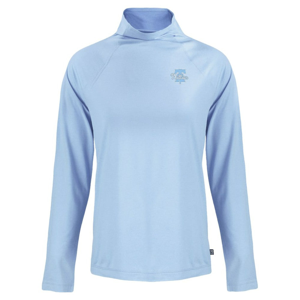 Philadelphia Phillies Cutter & Buck Women's Coastline Epic Comfort Eco Recycled Funnel Neck Pullover Top Sale