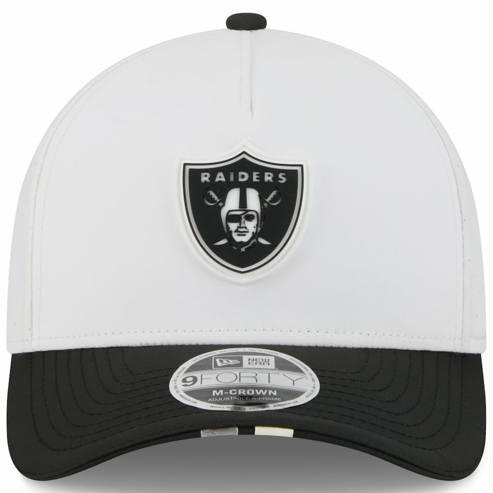 Las Vegas Raiders New Era Youth 2025 NFL Training Camp A-Frame 9FORTY Adjustable Hat - White/Black - NFL