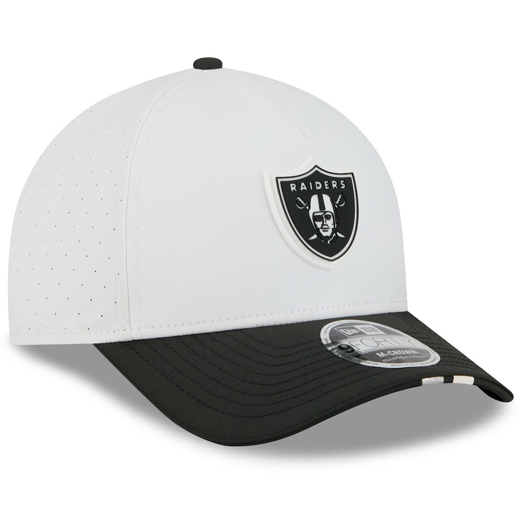 Las Vegas Raiders New Era Youth 2025 NFL Training Camp A-Frame 9FORTY Adjustable Hat - White/Black - NFL