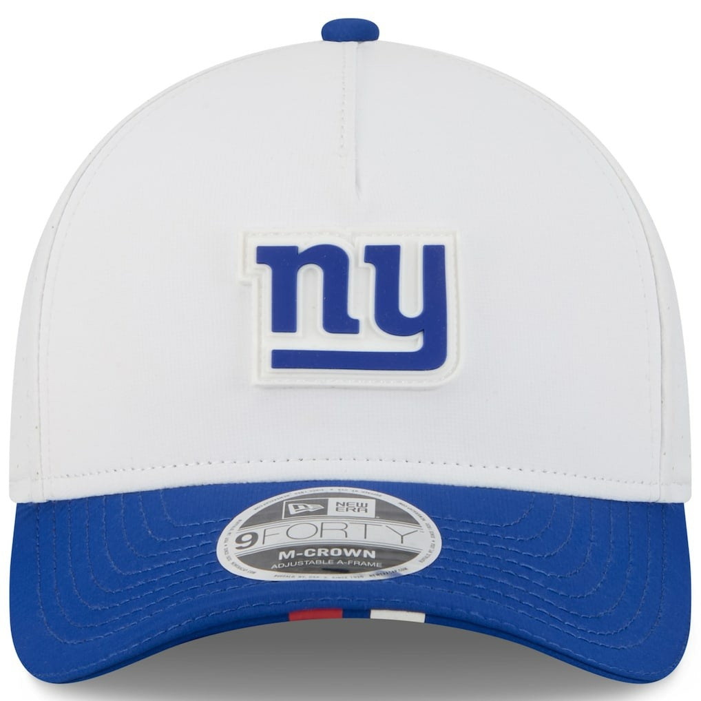 New York Giants New Era Youth 2025 NFL Training Camp A-Frame 9FORTY Adjustable Hat - White/Royal - NFL