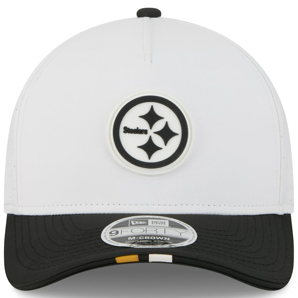 Pittsburgh Steelers New Era Youth 2025 NFL Training Camp A-Frame 9FORTY Adjustable Hat - White/Black - NFL
