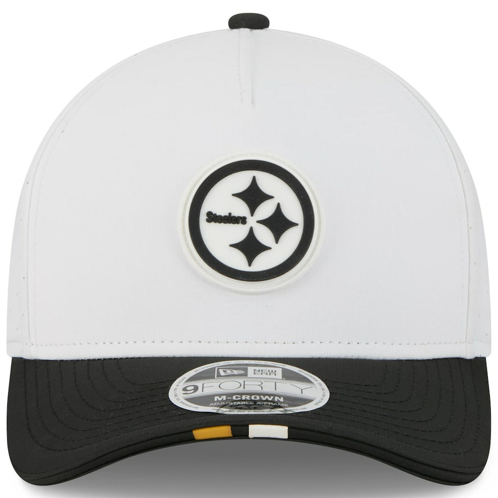 Pittsburgh Steelers New Era Youth 2025 NFL Training Camp A-Frame 9FORTY Adjustable Hat - White/Black - NFL