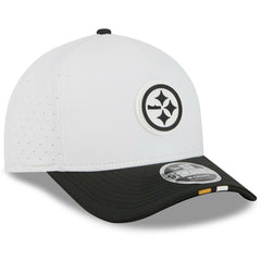 Pittsburgh Steelers New Era Youth 2025 NFL Training Camp A-Frame 9FORTY Adjustable Hat - White/Black - NFL