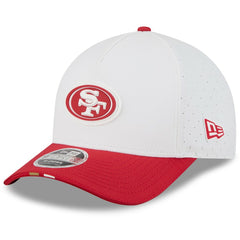 San Francisco 49ers New Era Youth 2025 NFL Training Camp A-Frame 9FORTY Adjustable Hat - White/Scarlet - NFL