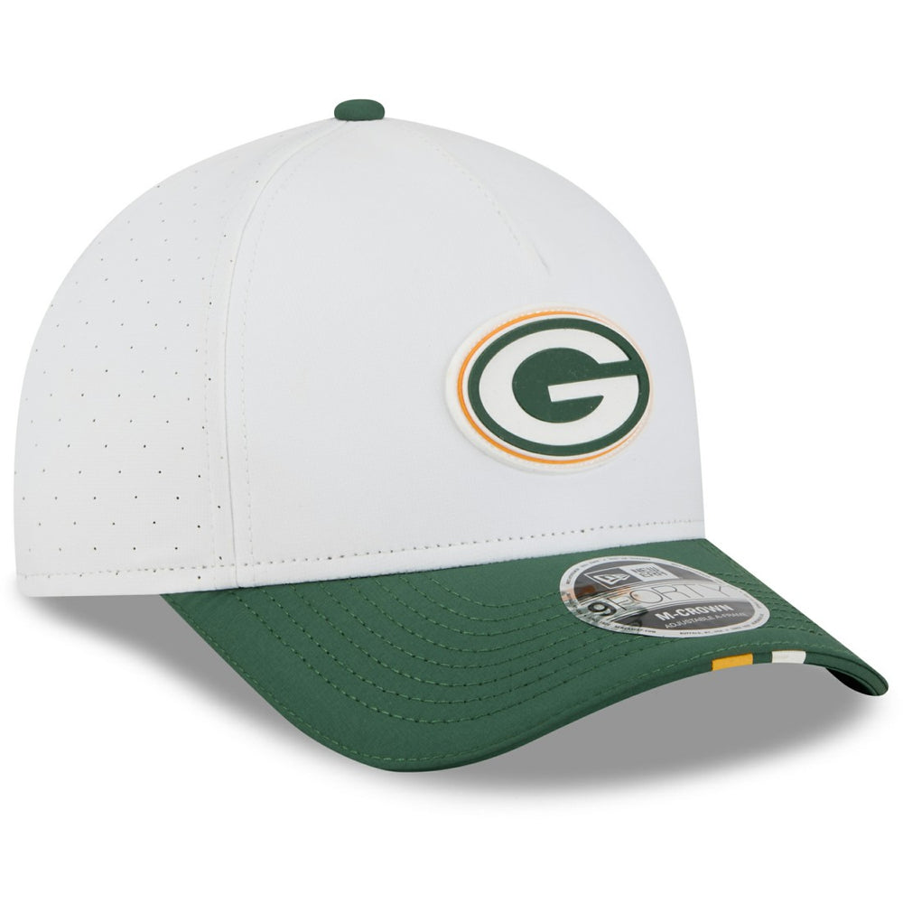 Green Bay Packers New Era Youth 2025 NFL Training Camp A-Frame 9FORTY Adjustable Hat - White/Green - NFL
