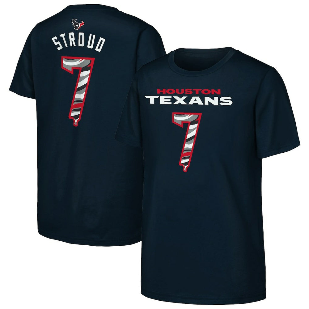 C.J. Stroud Houston Texans Outerstuff Youth Mainliner Drip Player Name & Number T-Shirt - Navy - NFL