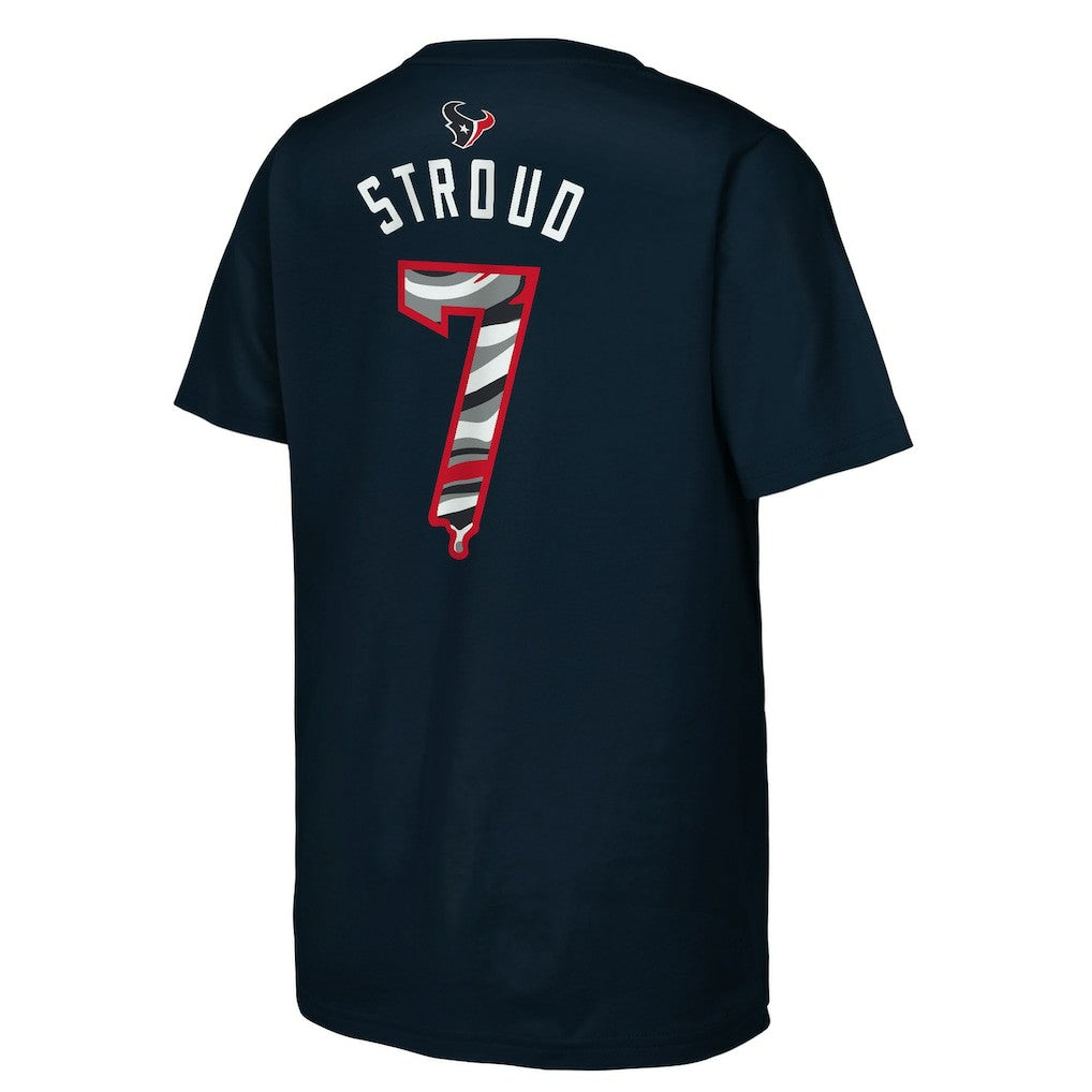 C.J. Stroud Houston Texans Outerstuff Youth Mainliner Drip Player Name & Number T-Shirt - Navy - NFL