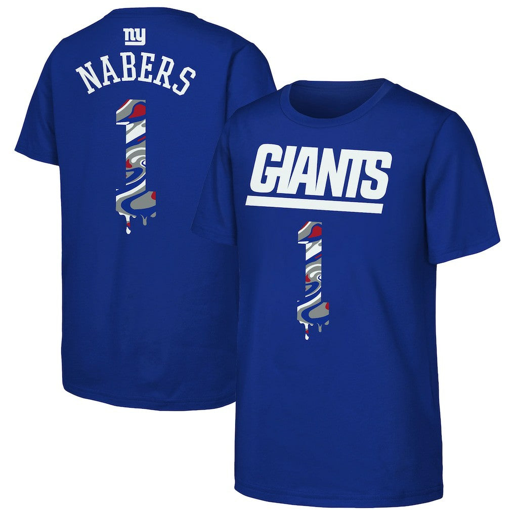 Malik Nabers New York Giants Outerstuff Youth Mainliner Drip Player Name & Number T-Shirt - Royal - NFL