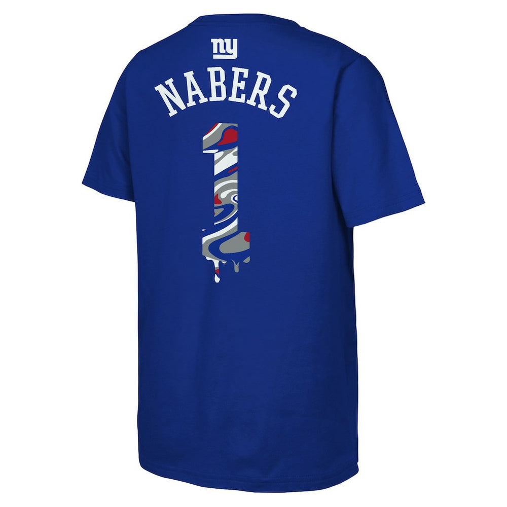 Malik Nabers New York Giants Outerstuff Youth Mainliner Drip Player Name & Number T-Shirt - Royal - NFL