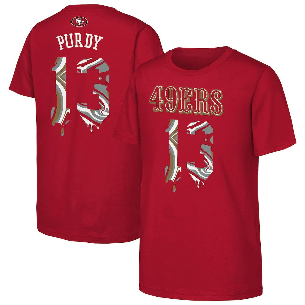 Brock Purdy San Francisco 49ers Outerstuff Youth Mainliner Drip Player Name & Number T-Shirt - Scarlet - NFL